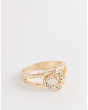 ASOS Ring Met Dubbel Hartontwerp - Naturel