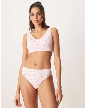 Boux Avenue Rose Printed Lingerie Thong - Natural