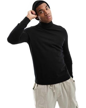 SELECTED Roll Neck Knit Jumper - Black