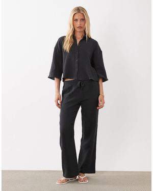 Jdy Wide Leg Cheesecloth Pants Co-ord - Black