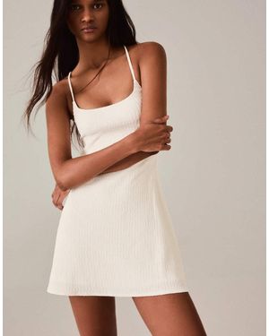 Bershka Shimmery Rustic Mini Dress - Natural