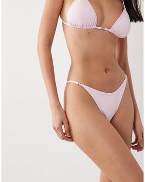 Mango Bikini Bottoms With Gold Accents - Pink