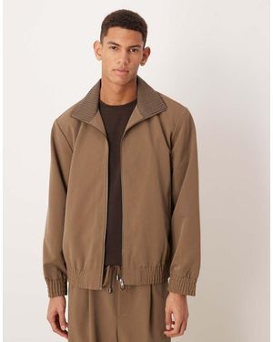 ASOS Smart Track Jacket With Contrast Collar - Natural