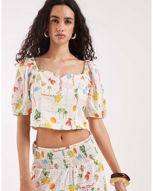 Vero Moda Short Sleeve Smock Top Co-ord - White