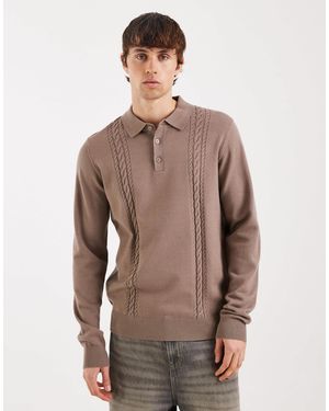 Threadbare – gestricktes polohemd - Braun
