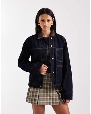 Tommy Hilfiger Oversized Chore Jacket With Contrast Collar - Blue
