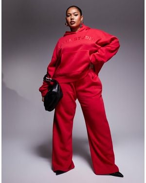 Kaiia Plus Wide Leg jogger Co-ord - Red