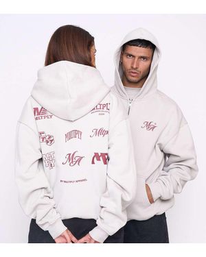 Multiply Apparel Sudadera Blanco Paloma Extragrande Con Capucha Y Cremallera Competition De -Neutro - Rosa
