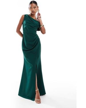 Jarlo Jarol Off The Shoulder Slit Maxi Dress - Green