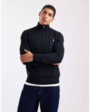 Brave Soul 1/4 Zip Knitted Jumper - Blue