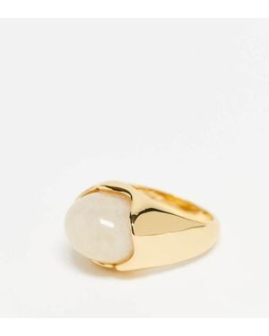 ASOS Premium 14k Plated Ring With Semi Precious Amber Stone - Natural