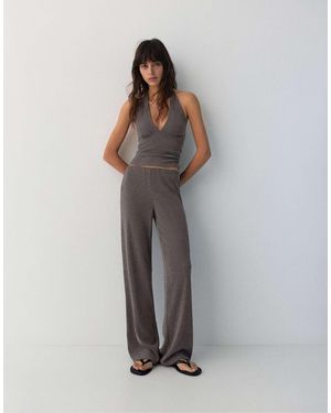 Pull&Bear – strukturierte krepphose - Grau