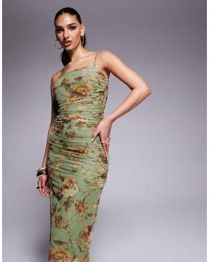 Lulus Lulus Ruched Mesh Midi Dress - Green