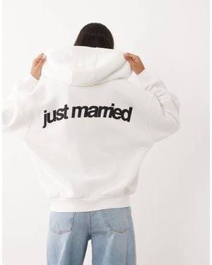 Six Stories 'just married' baumwollmix-hoodie mit reißverschluss - Natur