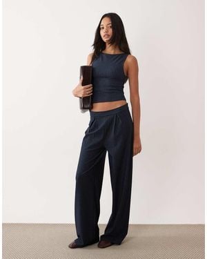 ASOS Wide Leg Pleated Co-Ord Trouser - Blue