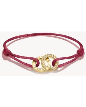 Thomas Sabo Textile Bracelet Together Red With White Zirconia