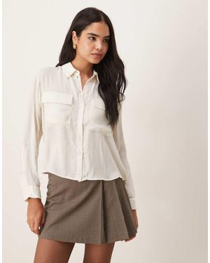 Aware Camisa Color Crema De Manga Larga Y Estilo Utilitario Con Detalle De Puños Con Vuelta De -Blanco - Neutro