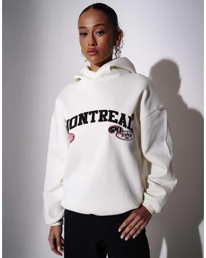 South Beach Sudadera Con Capucha Y Ribete De Parche "Montreal" De -Blanco - Gris