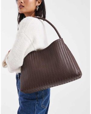 Glamorous Geweven Tote Tas Met Schouderband - Bruin