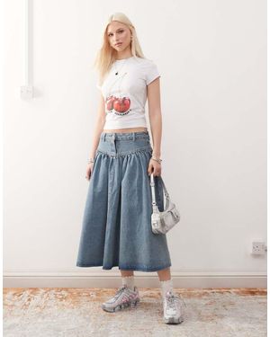Collusion Gonna Di Jeans Midi Lavaggio Medio - Blu