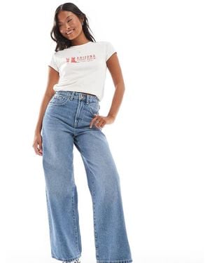 Only Petite Hope High Waisted Wide Leg Jeans - Blue