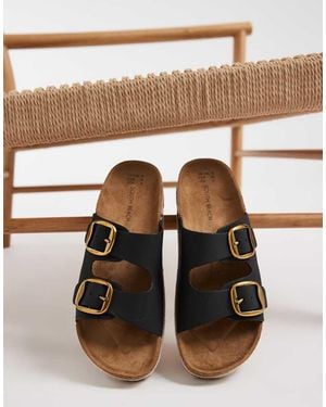 South Beach Double Buckle Sandals - Brown