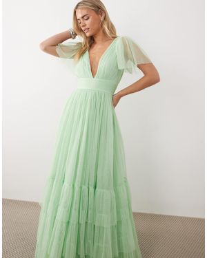 gemy maalouf beaded strapless dress Bead and Lace Embellished Chiffon Long Dress with Sheer Bodice XL / Tiffany main image 0