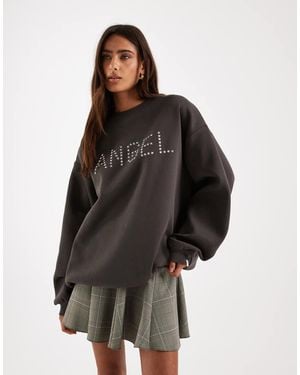 Daisy Street Boxy Sweatshirt With Angel Graphic - Black