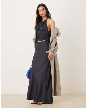 Nia Ravello Co-Ord Satin Midaxi Skirt - Blue
