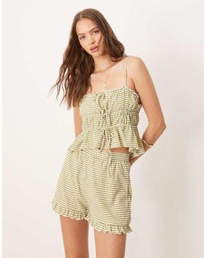 ASOS Broderie Trim Short Co-ord - Natural
