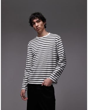 Mango Camiseta A Rayas De Manga Larga De - Gris
