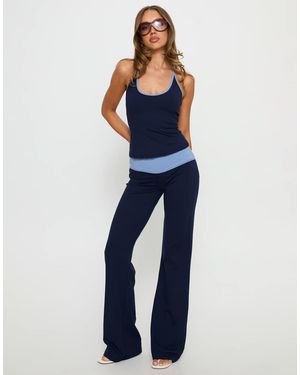 Princess Polly Kobee Foldover Flare Trousers - Blue