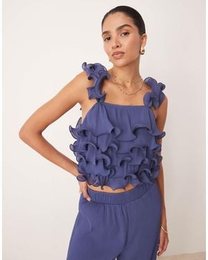 Y.A.S Structured Frill Top Co-ord - Blue
