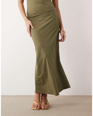 ASOS Linen Look Bias Maxi Skirt - Green