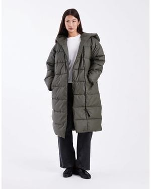 Vero Moda Longline Hooded Puffer Coat - Gray