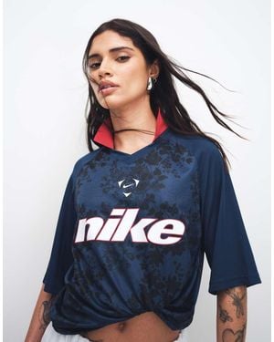 Nike Oversized Lace Effect Football Top - Blue