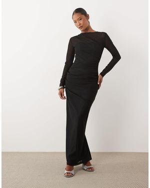 TFNC London Maxikleid aus mesh-jersey mit langen ärmeln - Schwarz