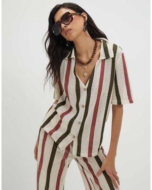 River Island Crochet Stripe Shirt - White