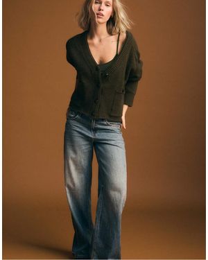 Stradivarius Gebreid Vest Met Gelaagde Kraag - Blauw