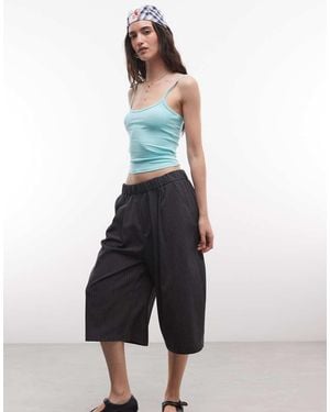 Collusion Pinstripe 3/4 baggy Culotte - Blue