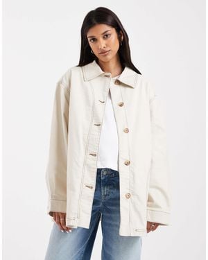 ASOS Asos Design Maternity Oversized Cotton Harrington Jacket - White