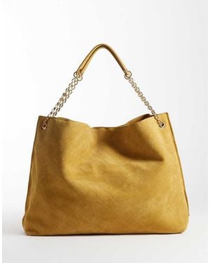 Mango 100% Leren Suède Slouchy Schoudertas - Naturel