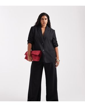 Collusion Pantalones De Sastre Negros De Talle Bajo Y Corte Holgado De Plus