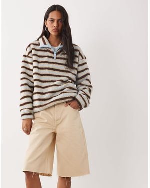 Brave Soul 1/4 Zip Fleece - Natural