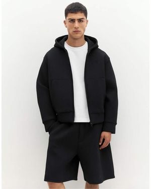 Pull&Bear Stwd Zip-up Hoodie - Black