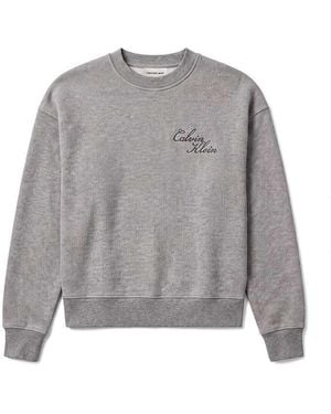 Calvin Klein Cotton Fleece Bubble Hem Sweatshirt - Grey
