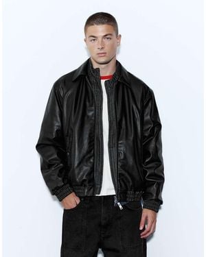 Pull&Bear Leather-Effect Jacket - Black