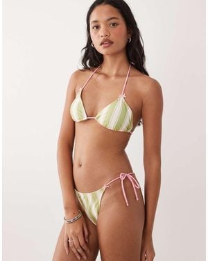 Brave Soul Tie Side Bikini Bottoms With Bow Detail - Green