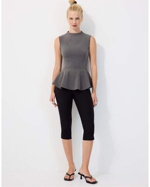 Stradivarius High-neck Peplum Sleeveless Top - Blue