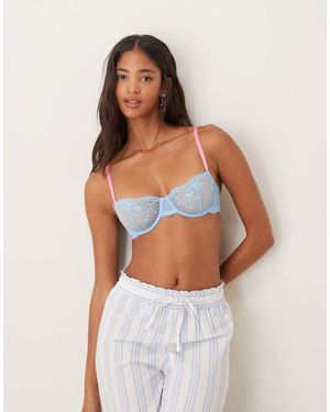 Dora Larsen Manon Floral Lace Underwired Bra - Blue